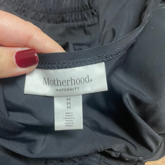 Motherhood Solid Black Halter One Piece Swim Suit Womens Size Medium Maternity - Picture 7 of 8